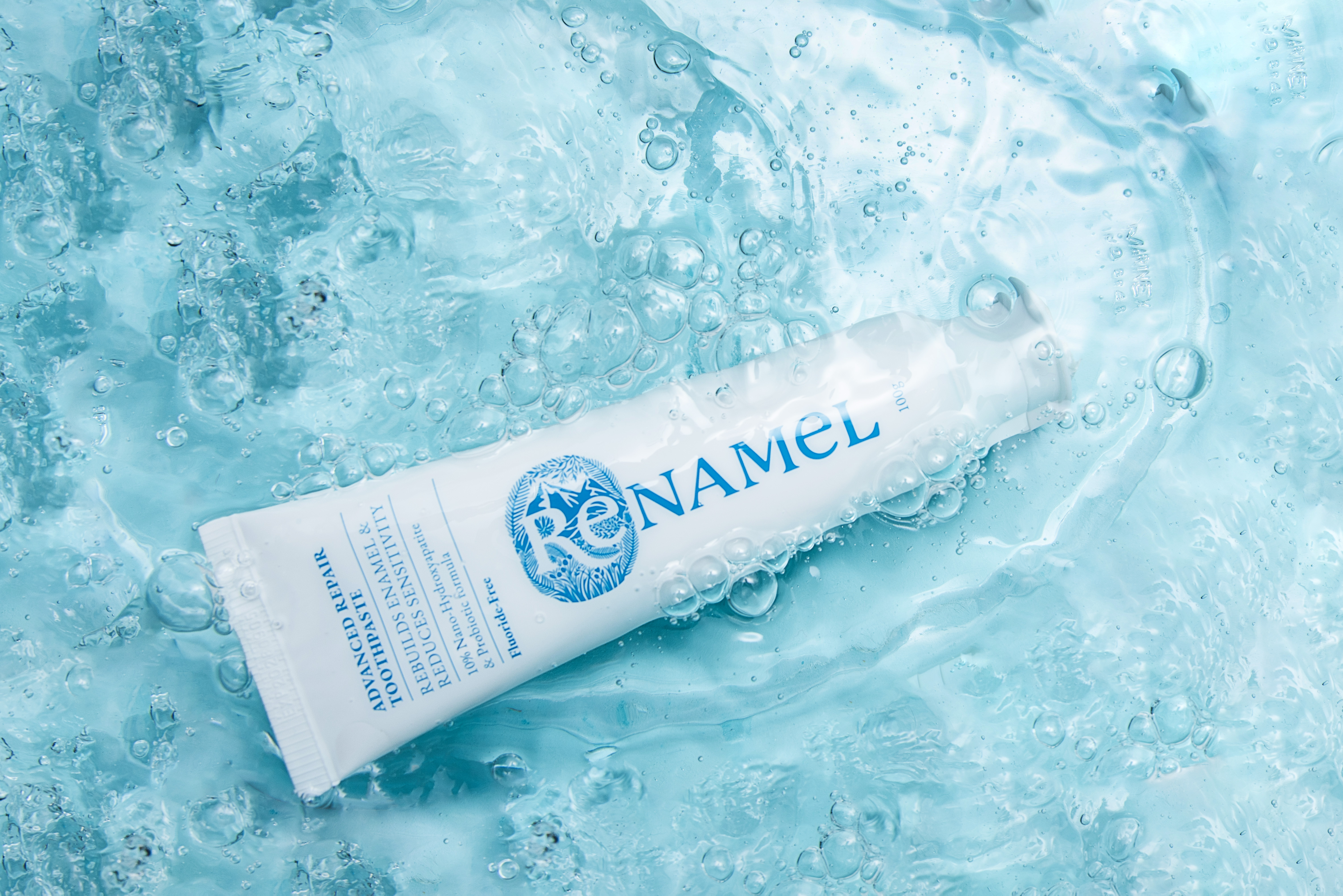 Renamel toothpaste—water shot